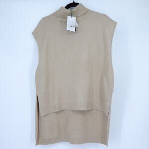 NOLI Beige Sleeveless Turtleneck Sweater NWT Pullover High Low Hem Women's S